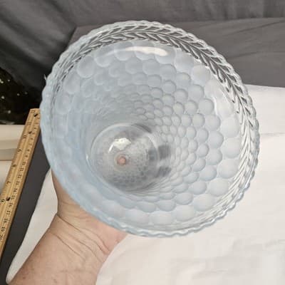 Vintage Art Deco Glass Bell Candlewick Beaded Leaf Edge Boudoir Table Lamp Shade - Thumbnail 7