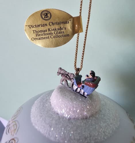 2001 Bradford Editions Thomas Kinkade Ornament EUC Victorian Christmas Glass - Thumbnail 4