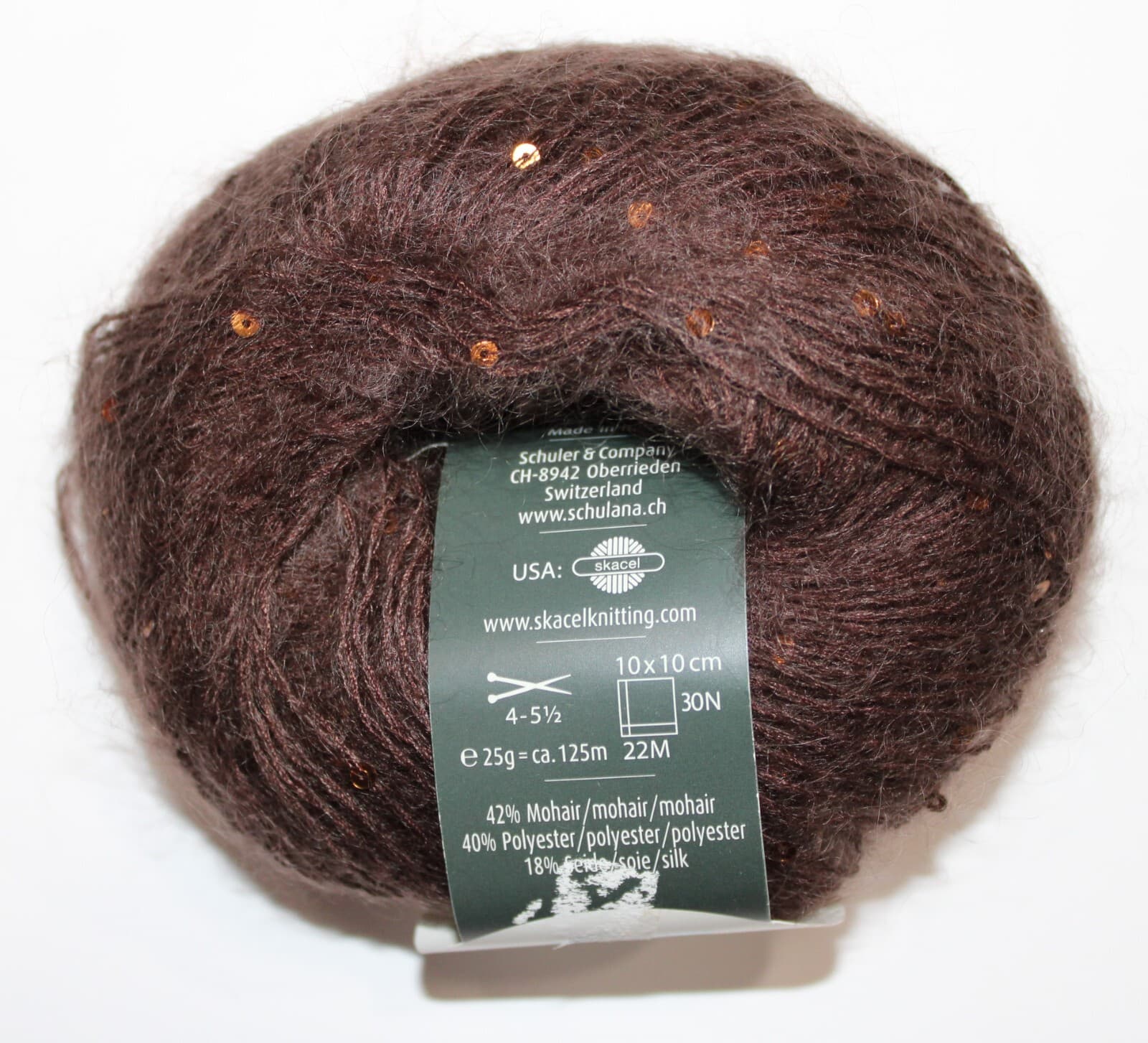 SALE Schulana Kid-Paillettes 42% Mohair 40% Polyester 18% Silk 25gr, 125m Brown - Thumbnail 2