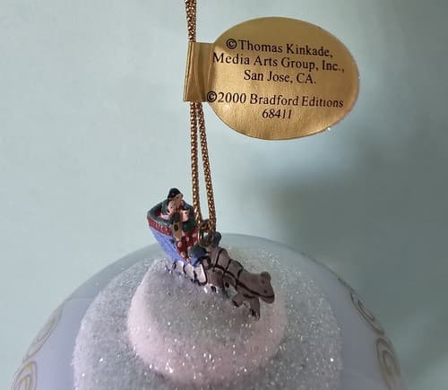 2001 Bradford Editions Thomas Kinkade Ornament EUC Victorian Christmas Glass - Thumbnail 3