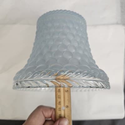 Vintage Art Deco Glass Bell Candlewick Beaded Leaf Edge Boudoir Table Lamp Shade - Thumbnail 11