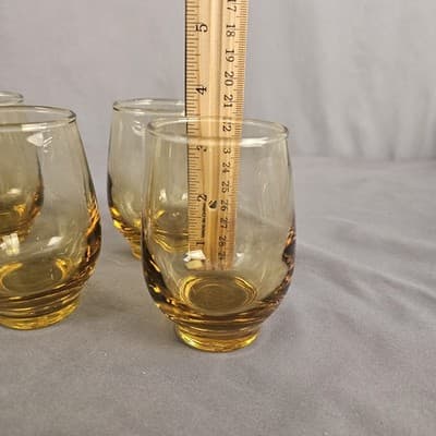 Vintage Set Of 4 Libbey Gold TEMPO 6 Ounce Juice Glasses 3.75" - Thumbnail 5