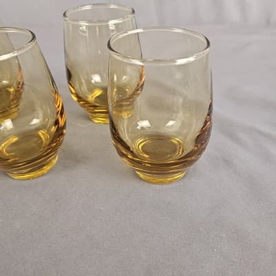 Vintage Set Of 4 Libbey Gold TEMPO 6 Ounce Juice Glasses 3.75" - Thumbnail 2