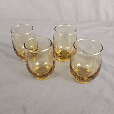 Vintage Set Of 4 Libbey Gold TEMPO 6 Ounce Juice Glasses 3.75" - Thumbnail 3