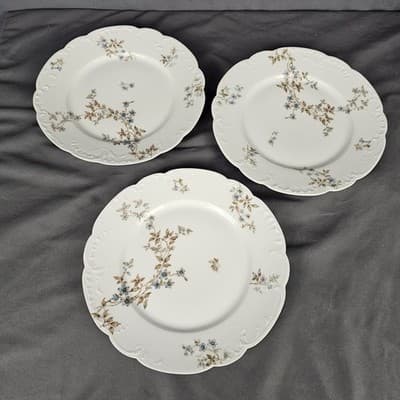 H&C L France Havilan D&Co Salad Lunch Plates 8.25" Blue Floral Sprigs Set of 3 - Thumbnail 2