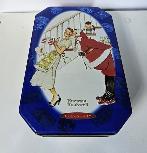 2001 Limited Edition Snickers Canister Tin Can Christmas Norman Rockwell