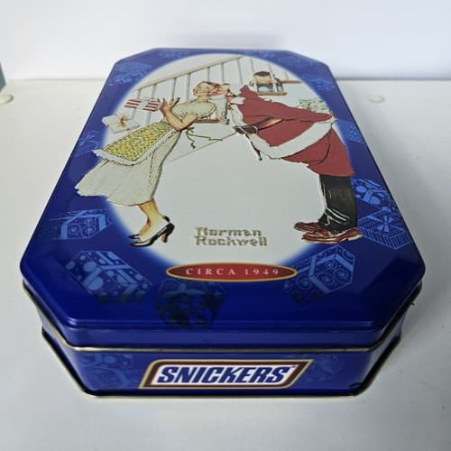 2001 Limited Edition Snickers Canister Tin Can Christmas Norman Rockwell - Thumbnail 2