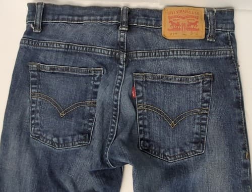Levis 511 Boys Size 14 Regular Slim Fit Denim Blue Jeans W27 L27 - Thumbnail 3