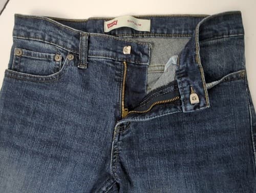 Levis 511 Boys Size 14 Regular Slim Fit Denim Blue Jeans W27 L27 - Thumbnail 7