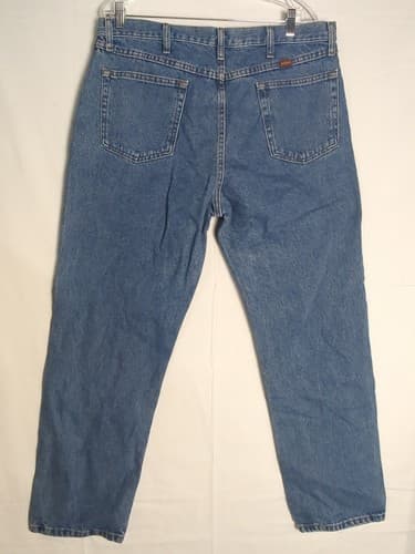 Men's Rustler Dark Wash Jeans Size 38x30 - Thumbnail 3