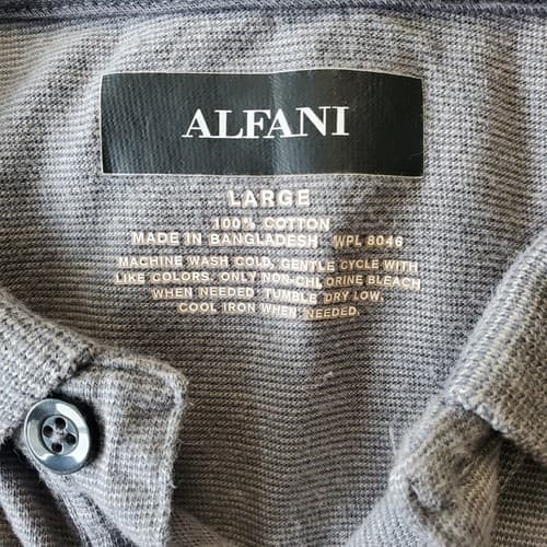 Alfani Polo Shirt Mens Large Gray Stretch Collared - Thumbnail 4