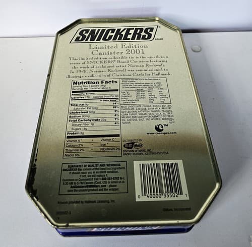 2001 Limited Edition Snickers Canister Tin Can Christmas Norman Rockwell - Thumbnail 6