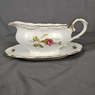 Briar Rose Gravy Boat with Attached Bottom Plate Eschenbach Barvaria Germany - Thumbnail 6