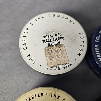 CARTER'S MIDNIGHT & CARTER'S NYLON IDEAL TYPEWRITER RIBBON TINS NICE GRAPHICS - Thumbnail 4