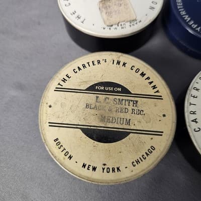CARTER'S MIDNIGHT & CARTER'S NYLON IDEAL TYPEWRITER RIBBON TINS NICE GRAPHICS - Thumbnail 7