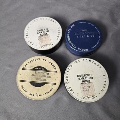CARTER'S MIDNIGHT & CARTER'S NYLON IDEAL TYPEWRITER RIBBON TINS NICE GRAPHICS - Thumbnail 3
