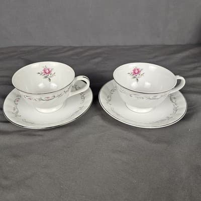 Royal Swirl by Fine China Of Japan Footed Cup & Saucer Set Of 2 Tea Coffee - Thumbnail 2