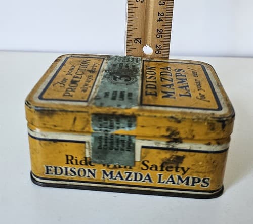 Vintage Edison Mazda Lamps Old Automotive Light Bulb Tin GE 1930s - Thumbnail 10