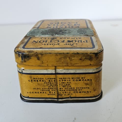 Vintage Edison Mazda Lamps Old Automotive Light Bulb Tin GE 1930s - Thumbnail 5