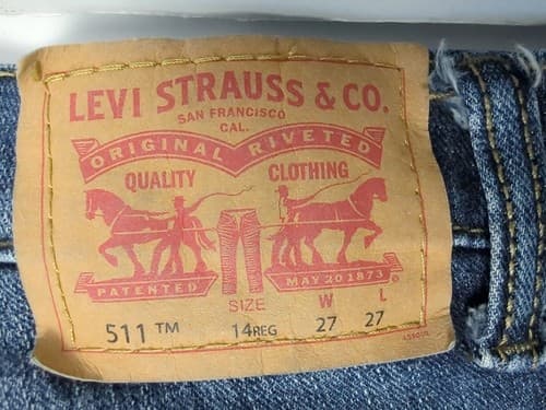 Levis 511 Boys Size 14 Regular Slim Fit Denim Blue Jeans W27 L27 - Thumbnail 4