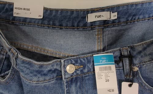 Rue Plus Blue Jeans High Rise Distressed Straight Leg Size 20 Light Blue NWT - Thumbnail 7