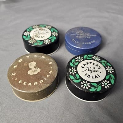 CARTER'S MIDNIGHT & CARTER'S NYLON IDEAL TYPEWRITER RIBBON TINS NICE GRAPHICS - Thumbnail 2