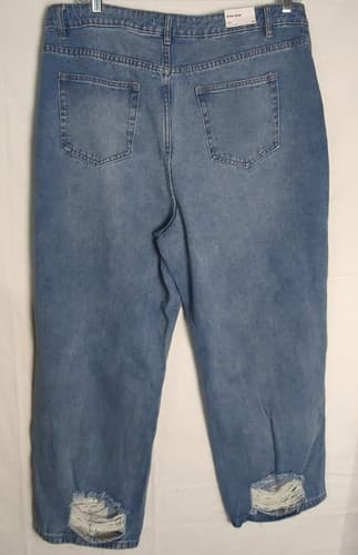 Rue Plus Blue Jeans High Rise Distressed Straight Leg Size 20 Light Blue NWT - Thumbnail 9