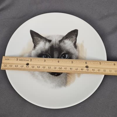 Siamese Cat Plate Bavaria Germany Golden Crown E&R Vintage Beautiful Kitty 7.5" - Thumbnail 2