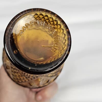 Vintage Glass Small Vase in Amber Color 6.5" Tall - Thumbnail 4