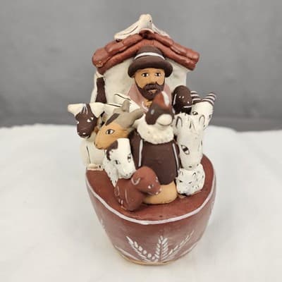 6” Handcrafted Peruvian Folk Art Clay Noah's Ark Figurine Christian Room Art - Thumbnail 5