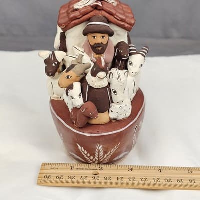 6” Handcrafted Peruvian Folk Art Clay Noah's Ark Figurine Christian Room Art - Thumbnail 9