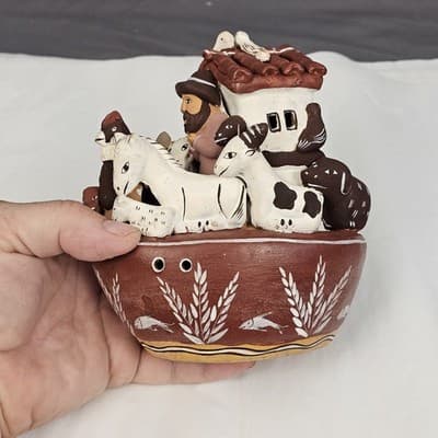 6” Handcrafted Peruvian Folk Art Clay Noah's Ark Figurine Christian Room Art - Thumbnail 10