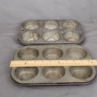 2 Vintage Ecko Ovenex Starburst Metal Muffin Cupcake Tin Baking Pans - Thumbnail 8