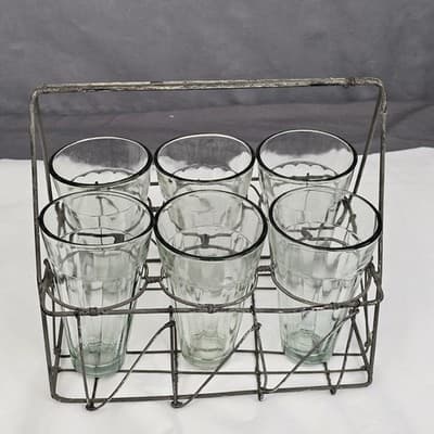 Chai Tea Glasses w Wire Carrier - Thumbnail 2