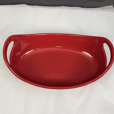 Rachael Ray Red Stoneware Oval Baker 1.25 Quart Casserole Dish - Thumbnail 3