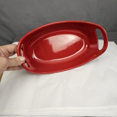 Rachael Ray Red Stoneware Oval Baker 1.25 Quart Casserole Dish - Thumbnail 7