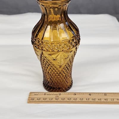 Vintage Glass Small Vase in Amber Color 6.5" Tall - Thumbnail 6