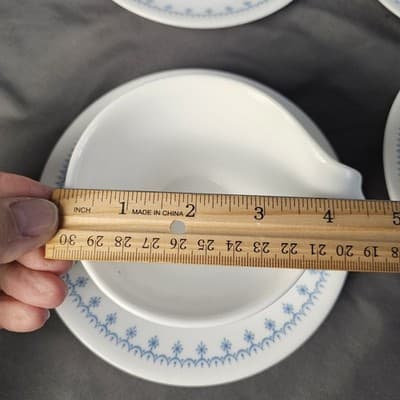 Vintage Corelle Blue Snow Flake Hook Handle Cups & Saucers Set Of 4 - Thumbnail 7