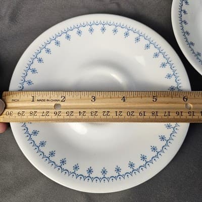 Vintage Corelle Blue Snow Flake Hook Handle Cups & Saucers Set Of 4 - Thumbnail 6