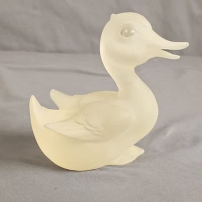 Frosted Happy Duck Figurine CIA Signed Anthony 4.75" Tall - Thumbnail 3