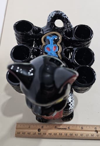 Cat Decanter w/Cups Antique Benson Handpainted Cat Decanter & 6 Cups Shot Glass - Thumbnail 17