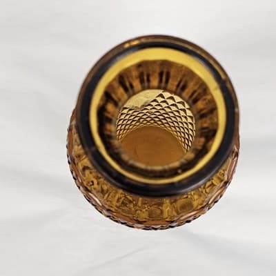 Vintage Glass Small Vase in Amber Color 6.5" Tall - Thumbnail 2