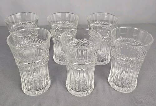 6 Laurel Leaf Horizontal Tumblers Anchor Hocking Flower Design on Bottom Flared - Thumbnail 3