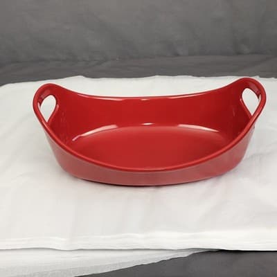 Rachael Ray Red Stoneware Oval Baker 1.25 Quart Casserole Dish - Thumbnail 2
