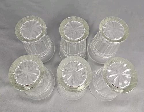 6 Laurel Leaf Horizontal Tumblers Anchor Hocking Flower Design on Bottom Flared - Thumbnail 8