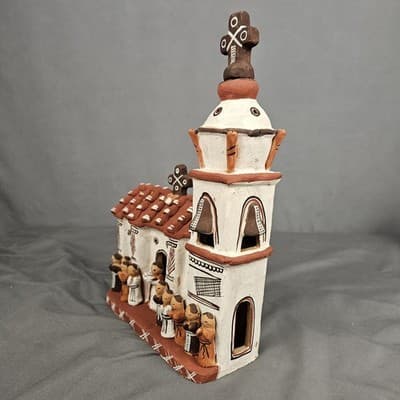 Vintage Peruvian Hand Made Church Sculpture Pottery Figurine 12" - Thumbnail 4