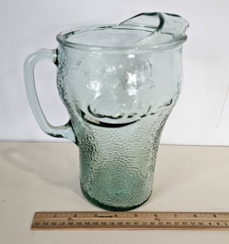 Vintage Look Coca-Cola U.S.A. green pebble-glass pitcher Coke 64 OZ - Thumbnail 5