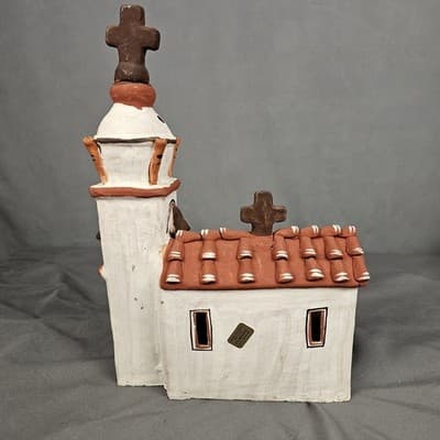 Vintage Peruvian Hand Made Church Sculpture Pottery Figurine 12" - Thumbnail 6