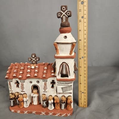 Vintage Peruvian Hand Made Church Sculpture Pottery Figurine 12" - Thumbnail 10