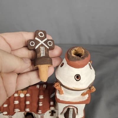 Vintage Peruvian Hand Made Church Sculpture Pottery Figurine 12" - Thumbnail 8